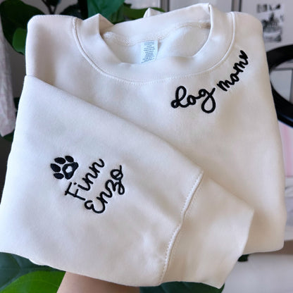 Personalized Dog Mom Embroidered Sweatshirt