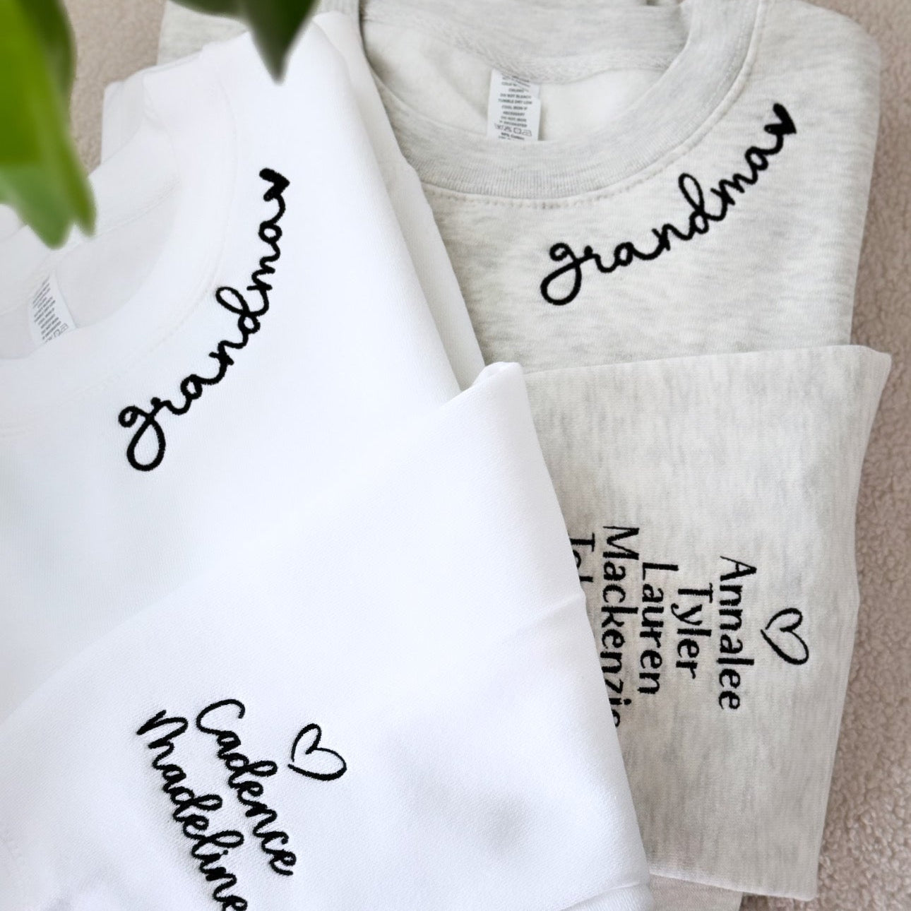 Personalized Neckline Embroidery | Mama, Grandma, Nani, Dadi Crewneck 🤍