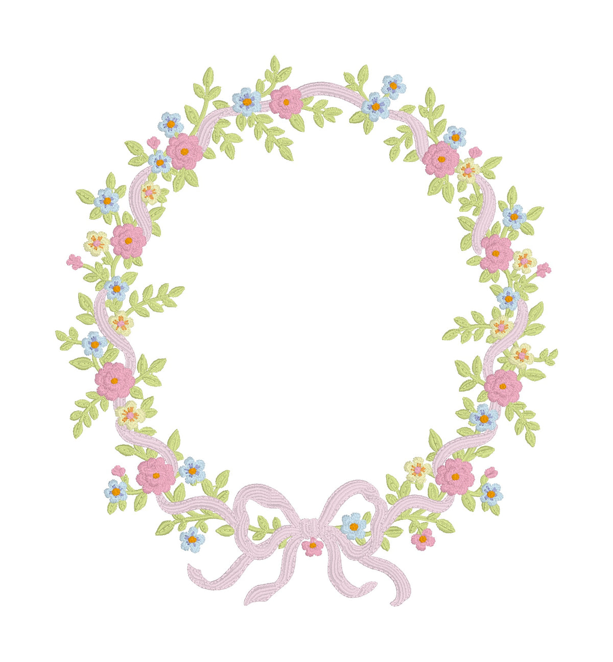 Floral Wreath Banner Machine Embroidery Design – Digital File