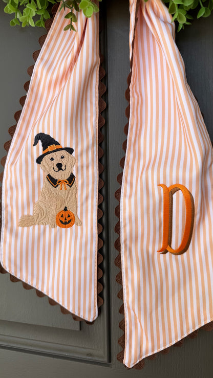 Personalized Golden Retriever Fall Wreath Sash