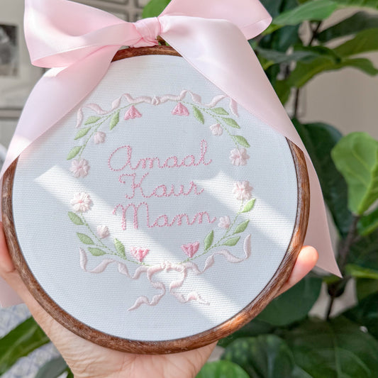 Floral Baby Name Hoop
