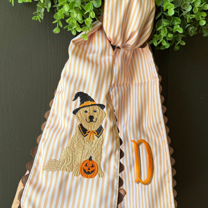 Personalized Golden Retriever Fall Wreath Sash