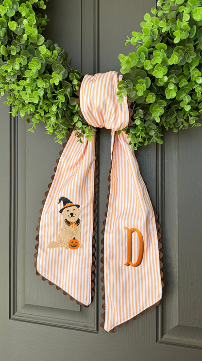 Personalized Golden Retriever Fall Wreath Sash